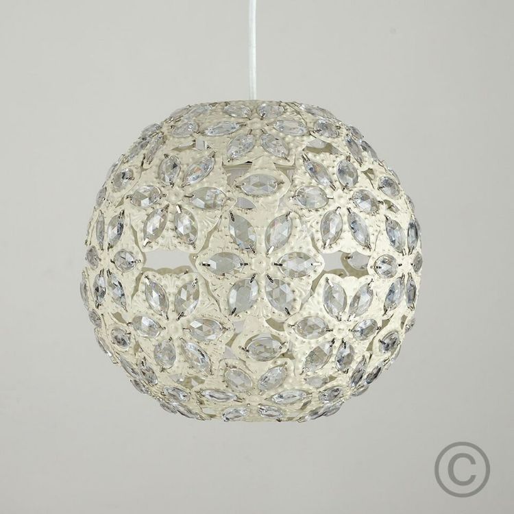 Picture of Jewelled Ball Ceiling Pendant Light Shade Cream Moroccan Style Lighting Easy Fit