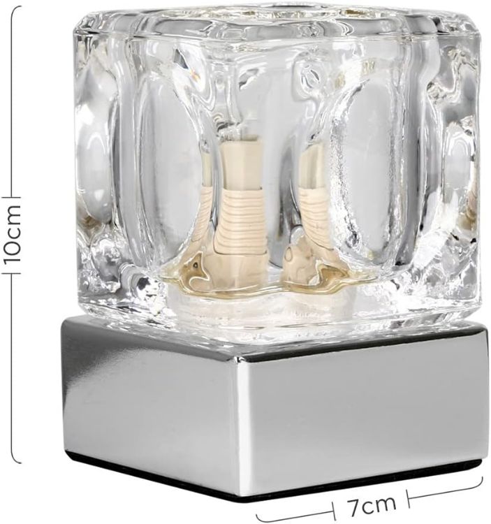 Picture of Glass Ice Cube Touch Dimmer Table Lamp Bedside Bedroom Study Office Desk Light