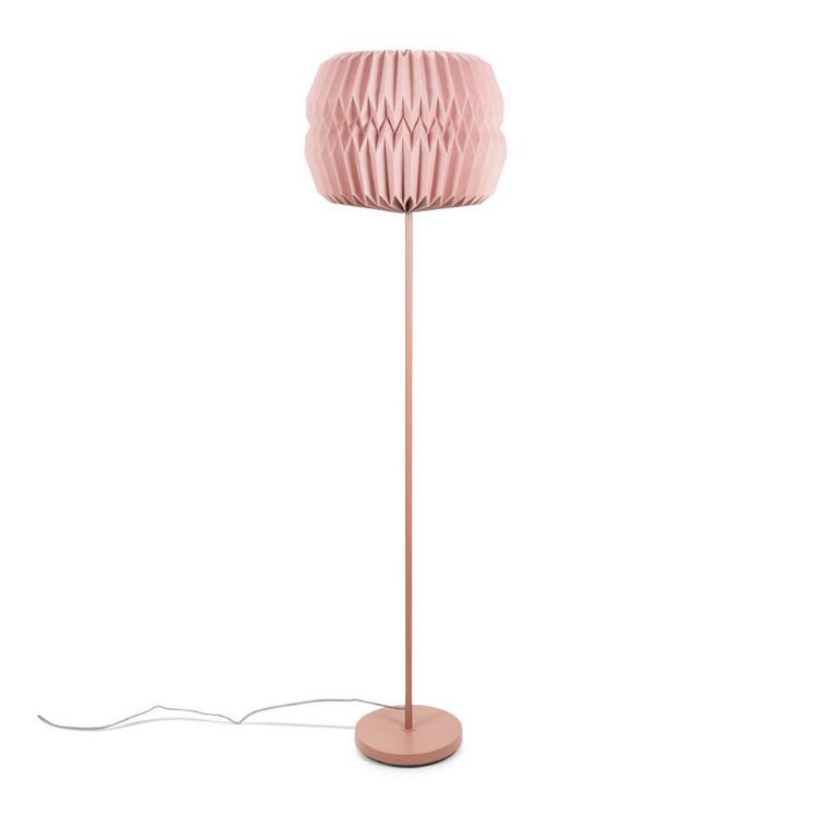 Picture of Pink Metal Floor Lamp Origami Paper Fold Lampshade Standard Living Room Light