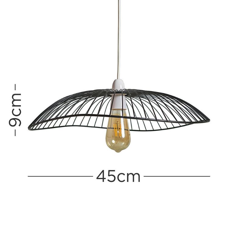 Picture of Ceiling Light Shade Industrial Black Metal Easy Fit Pendant Lampshade LED Bulb