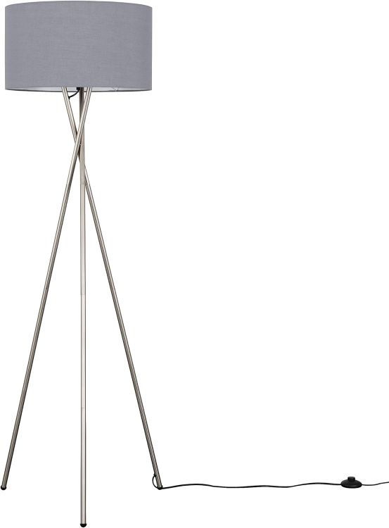 Picture of Chrome Floor Lamp Base Tripod Light Large Lampshade LED Bulb Living Room Light