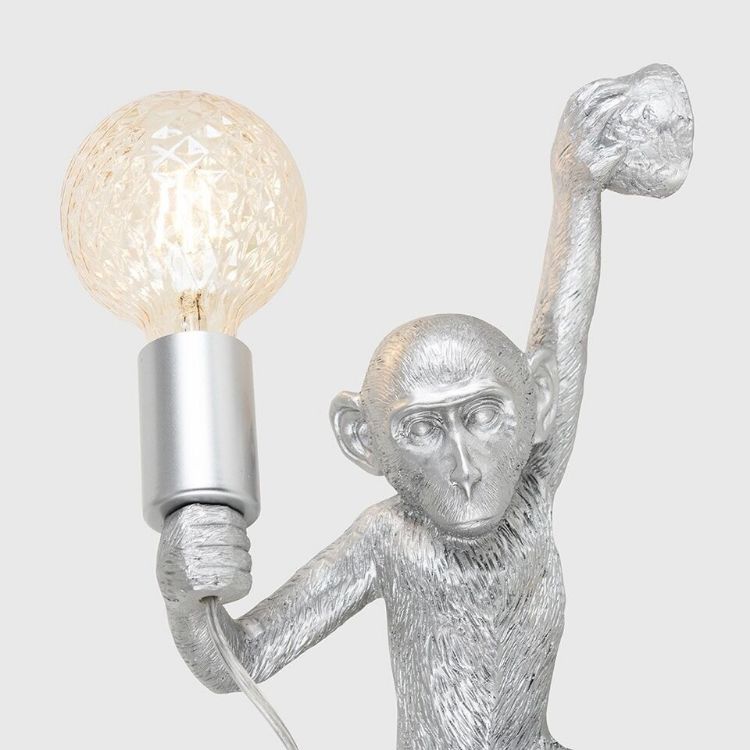 Picture of Modern Monkey Holding A Light Bulb Wall Light Fitting Vintage Filament LED Bulb