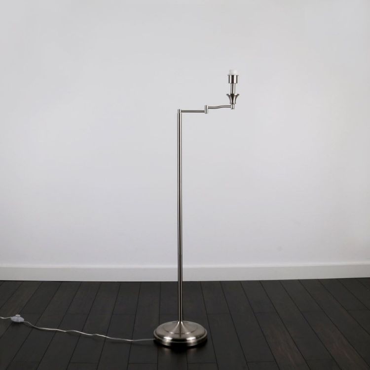 Picture of Modern Swing Arm Floor Lamp Brushed Chrome Base Standard Living Room Lighting