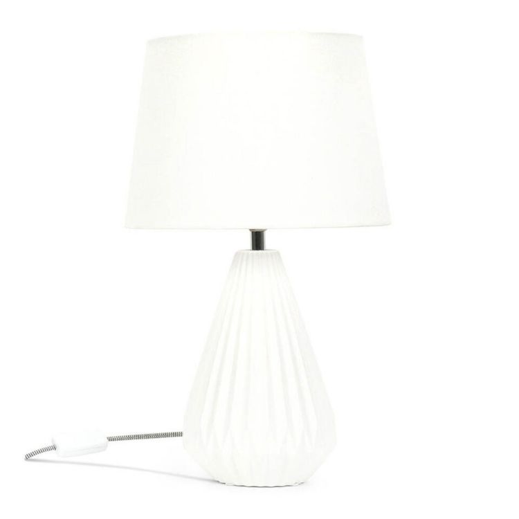 Picture of Dual Light Up Table Lamp White Ceramic Lampshade Living Room Bedroom Home Light