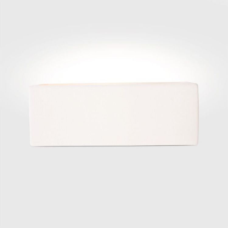 Picture of White Ceramic Wall Light Fitting Sconce Paintable Square Living Room Lighting