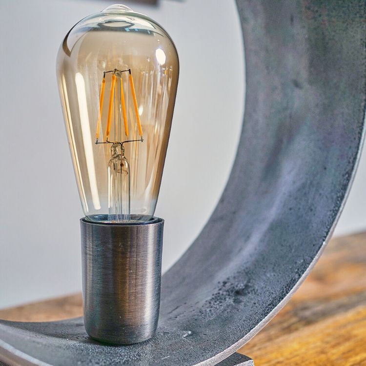 Picture of Gun Metal Circular Table Lamp Base Industrial Living Room Bedroom Light LED Bulb