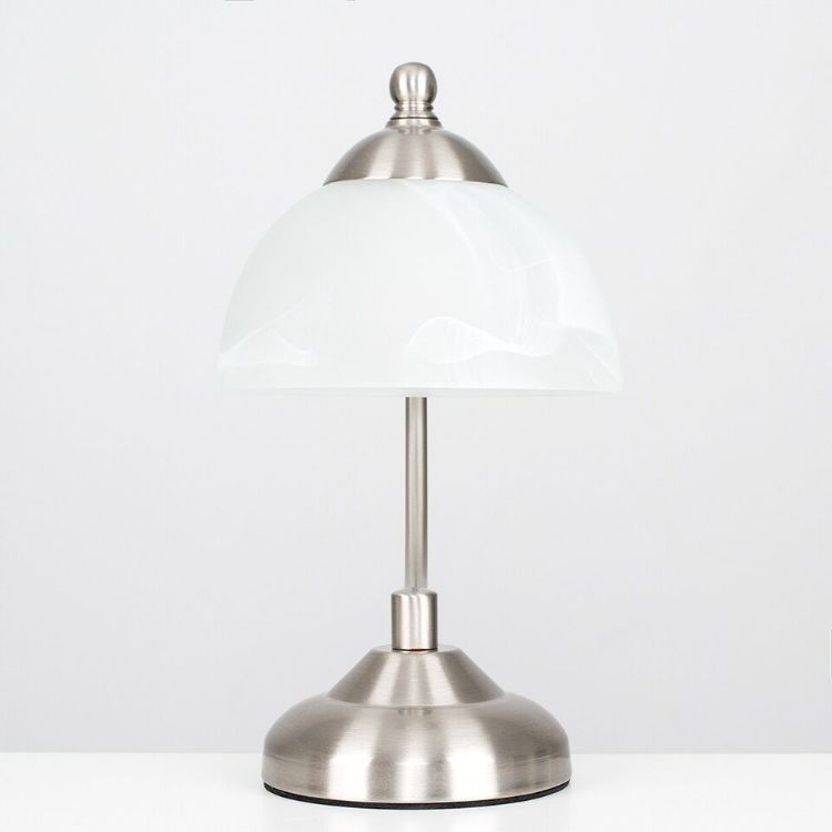 Picture of Traditional Table Lamp Frosted Glass Shades Antique Brass / Brushed Chrome Base