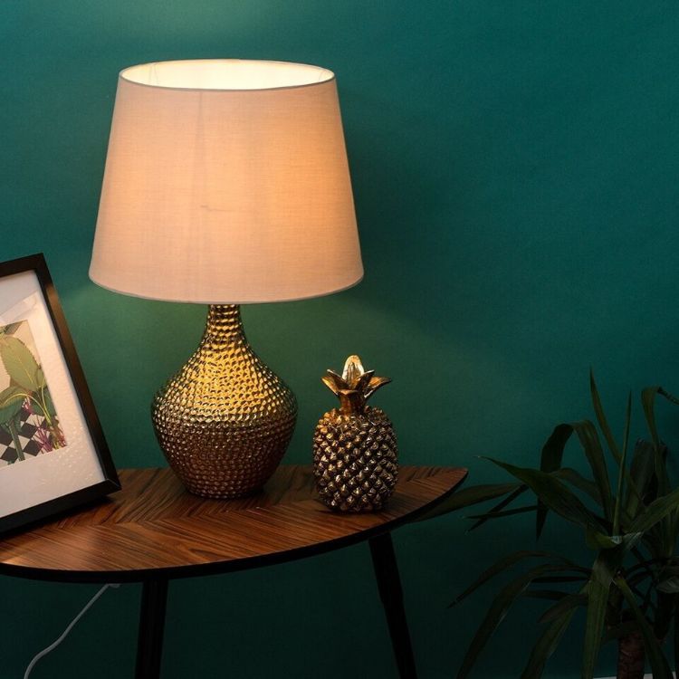 Picture of Gold Ceramic Table Lamp Light Base Metallic Bedroom Living Room Bedside Lighting