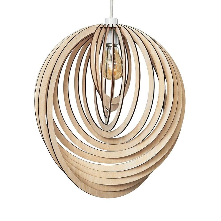 Picture of Natural Lampshade Wooden Ceiling Light Shade Spiral Pendant Living Room Lighting