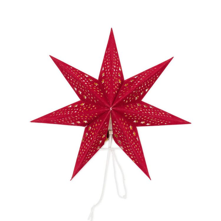 Picture of Hanging Velvet Star Lights Christmas Lampshade Plug In Wall Light Tree Topper
