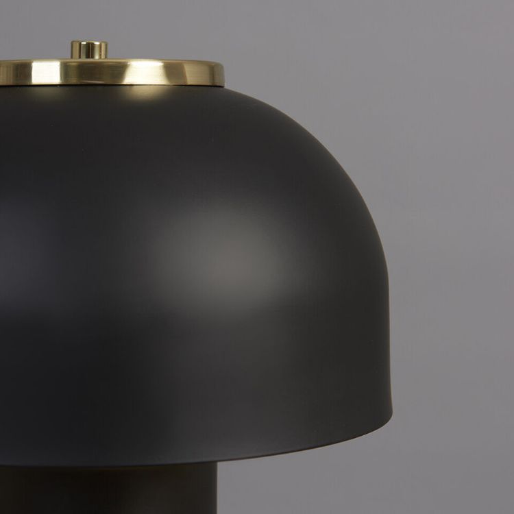 Picture of Large Matt Black & Gold Table Lamp Retro Dome Bedside Lounge Light + LED Bulb