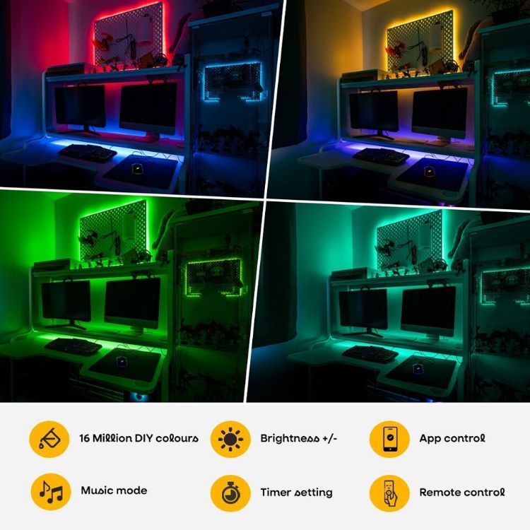 Picture of 2x 5M Flexible LED Strip Lights Bluetooth Music App Control Colour Changing Tape