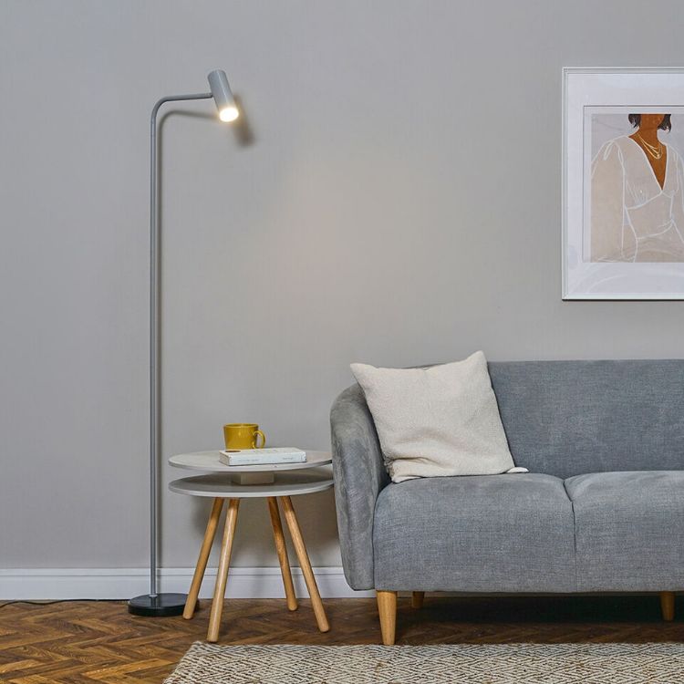 Picture of Metal Floor Lamp Living Room Light Cool Grey Gold Lighting Marble Base LED Bulb