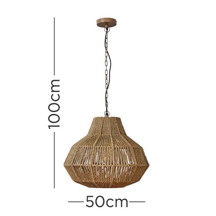 Picture of Large Natural Pendant Ceiling Light Fitting Scandi Lighting LED Vintage Bulb