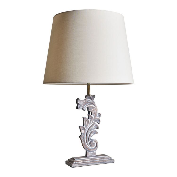 Picture of Distressed Table Lamp White Floral Base Living Room Bedside Light Shade LED Bulb