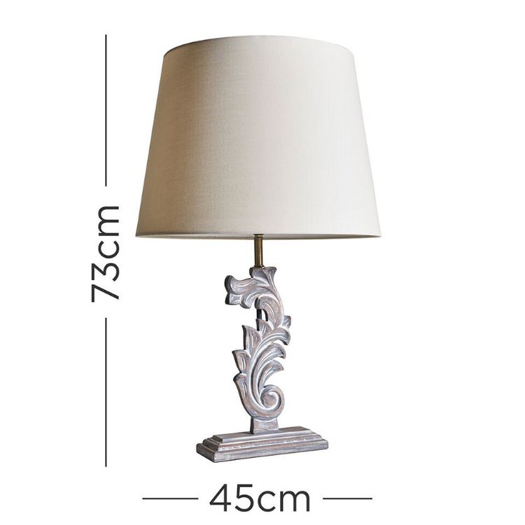 Picture of Distressed Table Lamp White Floral Base Living Room Bedside Light Shade LED Bulb