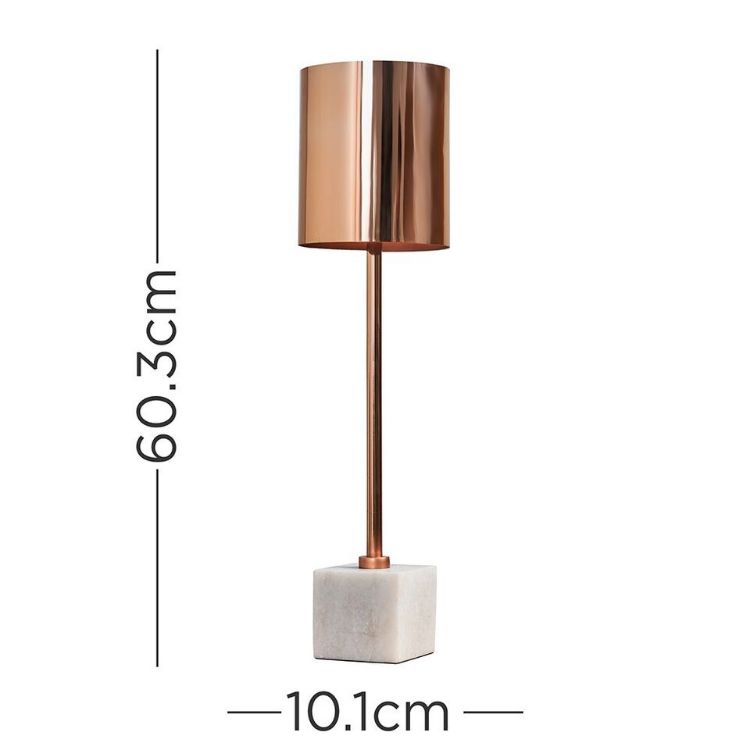 Picture of Large Table Lamp Copper Light Shade Lampshade Solid White Marble Base LED Bulb
