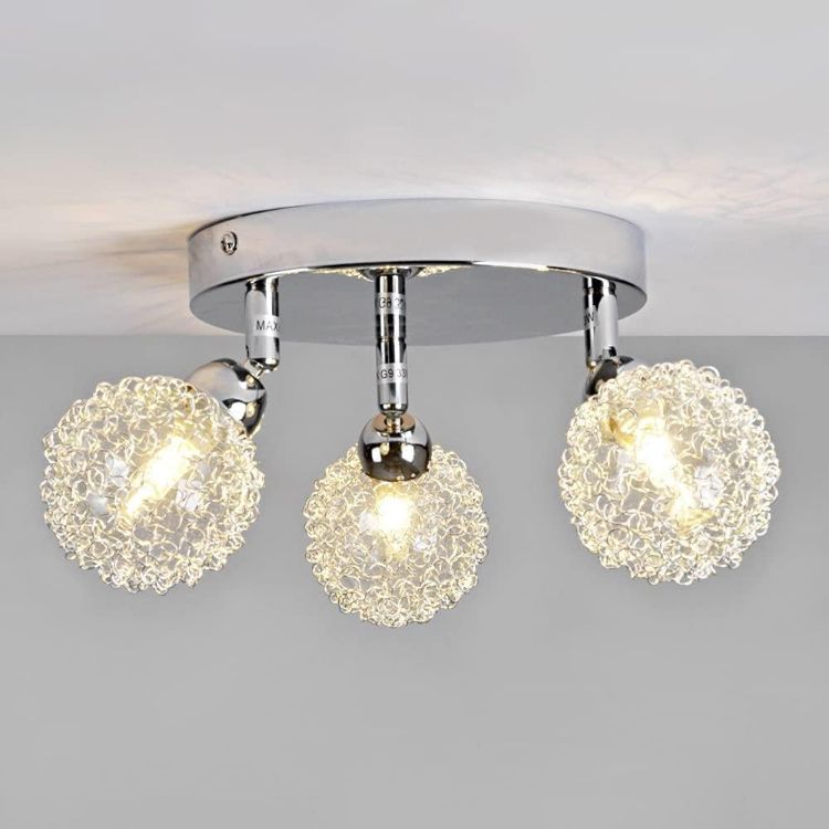 Picture of Polished Chrome Ceiling Light Fitting 3 Way Semi Flush Adjustable Lights