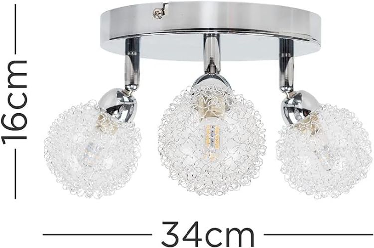 Picture of Polished Chrome Ceiling Light Fitting 3 Way Semi Flush Adjustable Lights