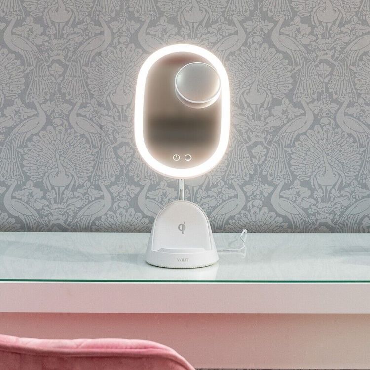 Picture of Magnifying Make Up Mirror Wireless Phone Charger Dimmable LED Vanity Touch Light