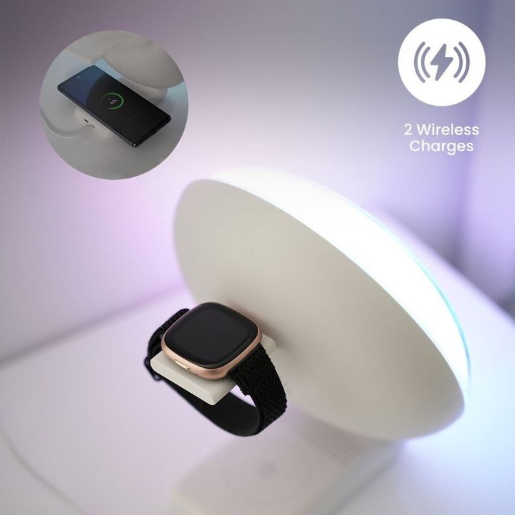 Picture of Smart Sunrise Alarm Clock 2in1 Wireless Charge RGBIC Sound Effects Ambient Lamp