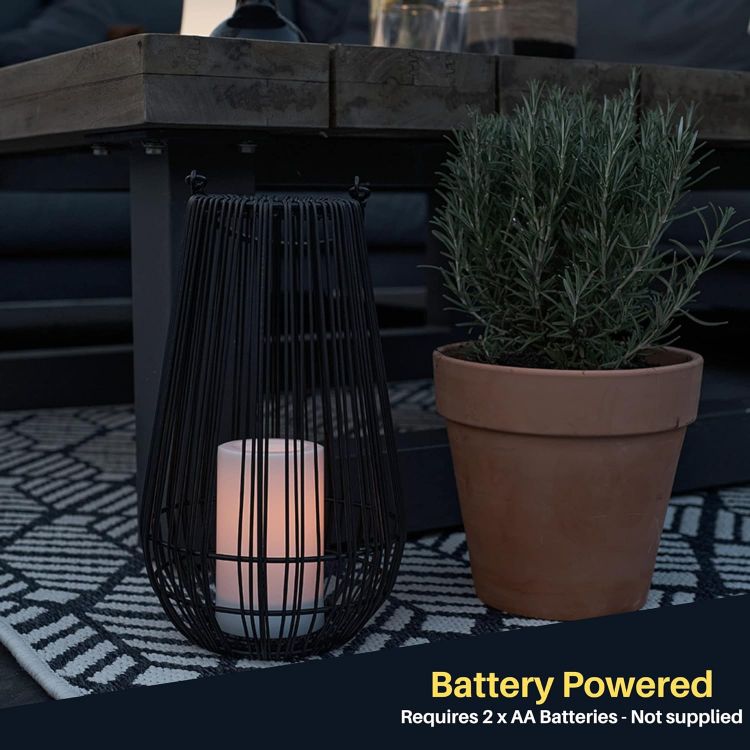 Picture of Black Vase Shape Basket Garden Lamp Battery Operated Candle Light Indoor Outdoor
