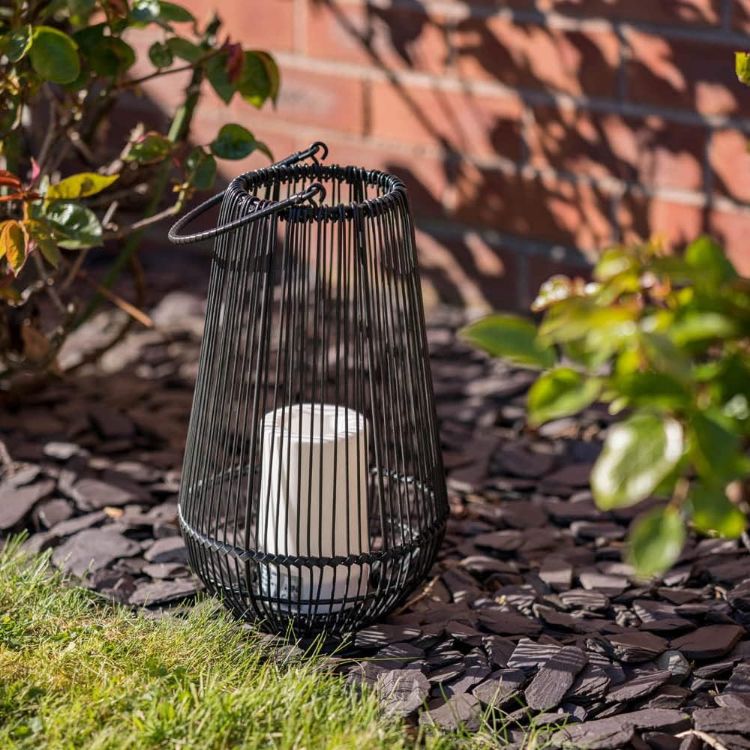Picture of Black Vase Shape Basket Garden Lamp Battery Operated Candle Light Indoor Outdoor