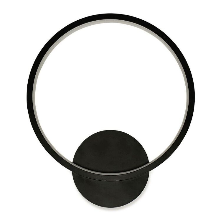 Picture of Matt Black Circle Wall Light Fitting Integrated LED Neutral White Indoor Outdoor