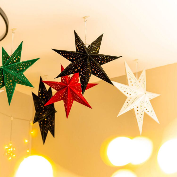 Picture of Large 60cm Velvet Star Christmas Light Plug In Shade Hanging Xmas Tree Lights