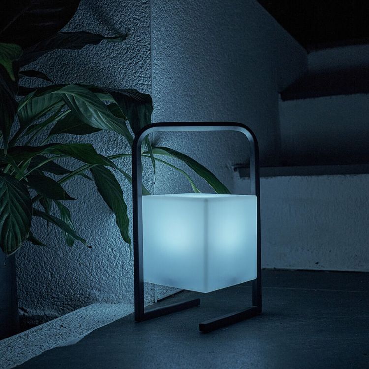 Picture of Cube Table Lamp Outdoor Colour Changing LED Rechargeable Outside Patio Light