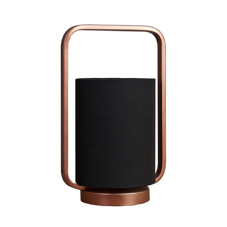 Picture of Copper Metal Table Lamp Bedside Light Fabric Black Lampshade Desk Lighting