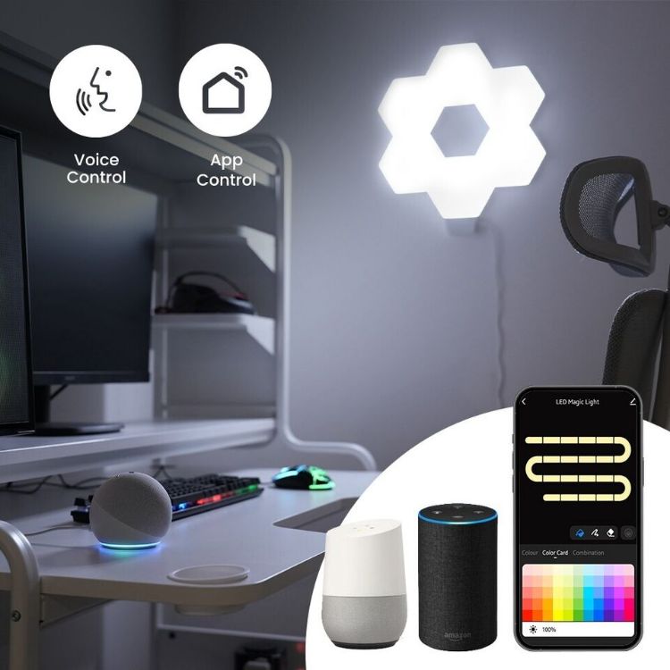 Picture of Smart RGBIC DIY Hexagon Light Kits App Control Music Sync Wall Panel Gaming Room