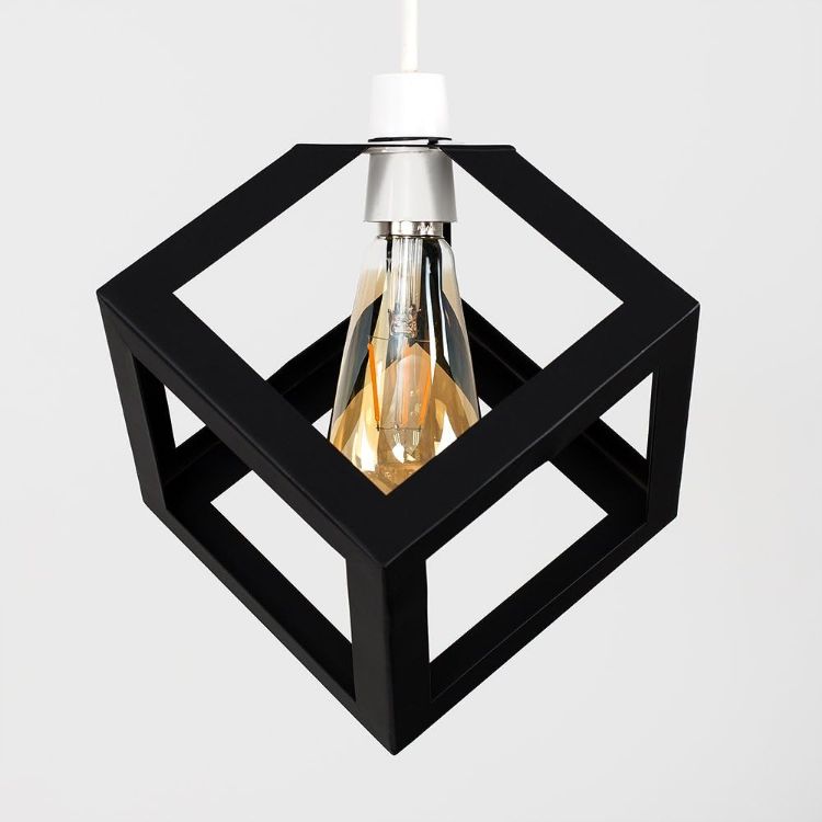 Picture of Easy Fit Ceiling Light Shade Matt Black Cube Puzzle Pendant Lampshade Shade
