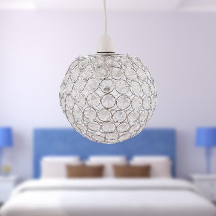 Picture of Pair of Ceiling Light Shades Jewelled Globe Pendant Lampshade Living Room Lights