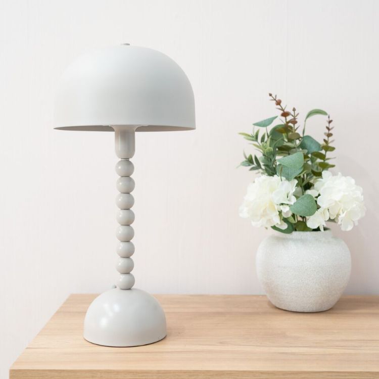 Picture of Grey Pebble Abstract Table Lamp Metal Dome Lampshade Modern Living Room Light