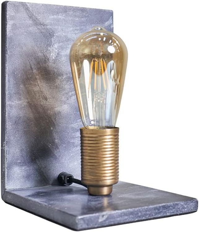 Picture of Grey Marble Table Lamp Book End Design Bedroom Lighting LED Filament Light Bulb