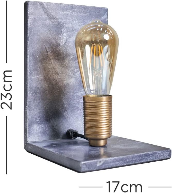 Picture of Grey Marble Table Lamp Book End Design Bedroom Lighting LED Filament Light Bulb