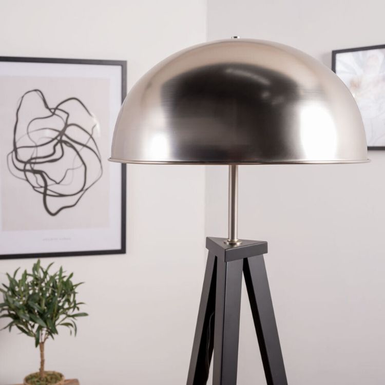 Picture of Large Tripod Floor Lamp Metal Dome Lampshade Standard Living Room Light LED Bulb