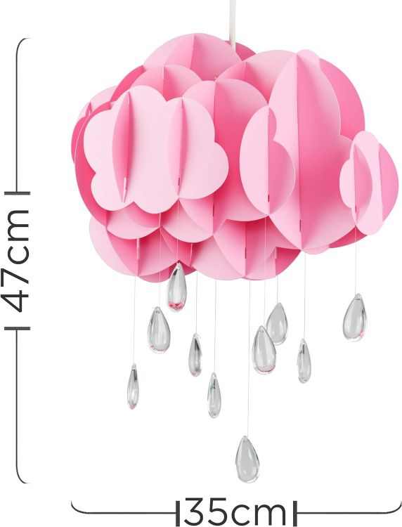 Picture of Easy Fit Ceiling Light Shade Pink Cloud Pendant Bedroom Nursery Lampshade Jewel