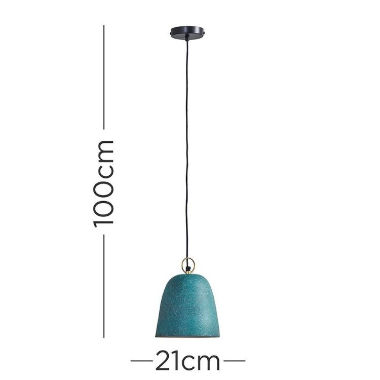Picture of Ceiling Light Fitting Industrial Green Metal Domed Pendant Lampshade LED Bulb