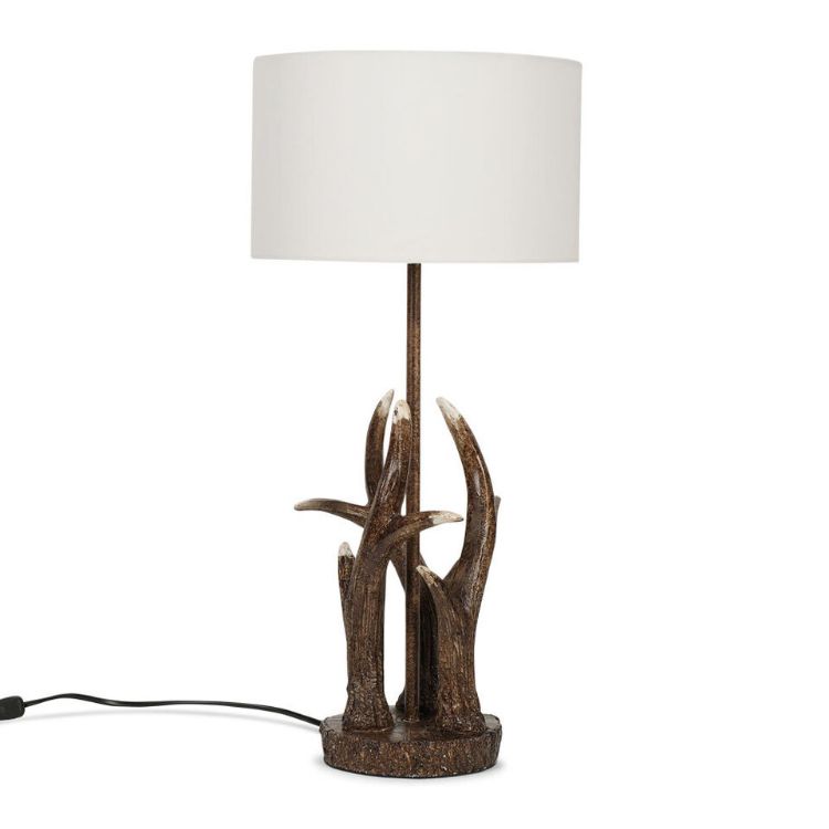 Picture of Antler Table Lamp Base Natural Living Room Bedside Light Lampshades LED Bulb