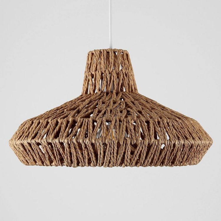 Picture of Natural Wicker Rattan Ceiling Pendant Light Shade Lampshade LED Bulb Scandi Boho