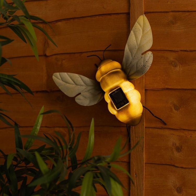 Picture of Solar Powered Bumble Bee Ornament Garden Fence Gate Wall Light Outdoor Lighting