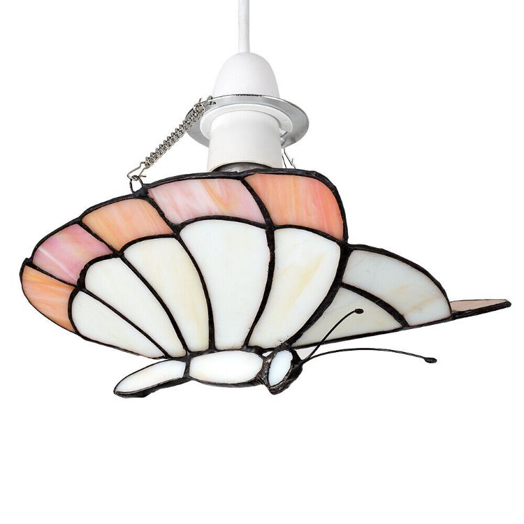 Picture of Tiffany Style Lampshade Butterfly Glass Pendant Ceiling Light Shade LED Bulb