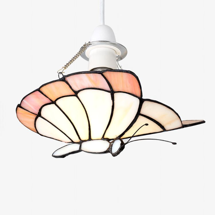 Picture of Tiffany Style Lampshade Butterfly Glass Pendant Ceiling Light Shade LED Bulb