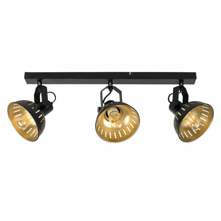Picture of 3 Way Ceiling Light Fitting Industrial Black & Gold with Adjustable Lighting LED Bulbs