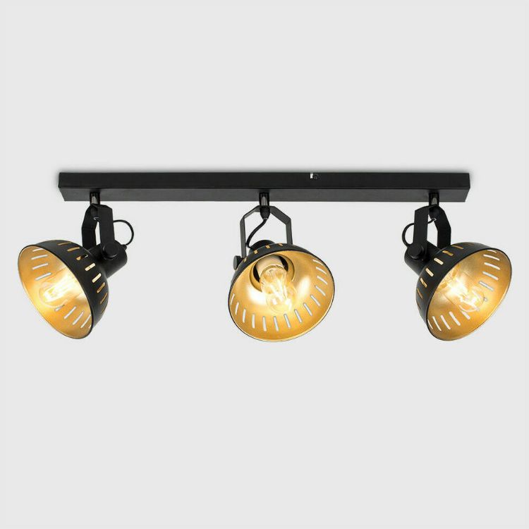 Picture of 3 Way Ceiling Light Fitting Industrial Black & Gold with Adjustable Lighting LED Bulbs