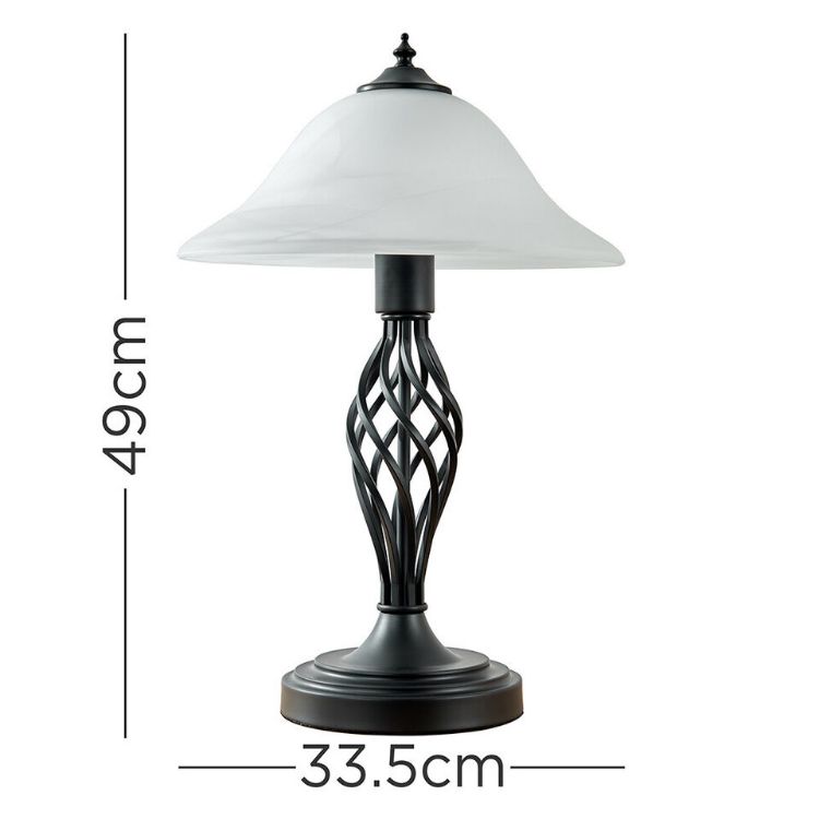 Picture of Barley Twist Table Lamp Classic Glass Living Room 47CM Tall Light LED Bulb | Black