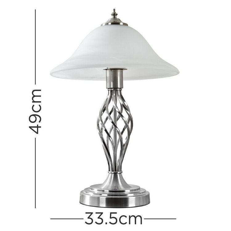 Picture of Barley Twist Brushed Chrome Table Lamp Classic Glass Living Room  Tall Light LED Bulb 