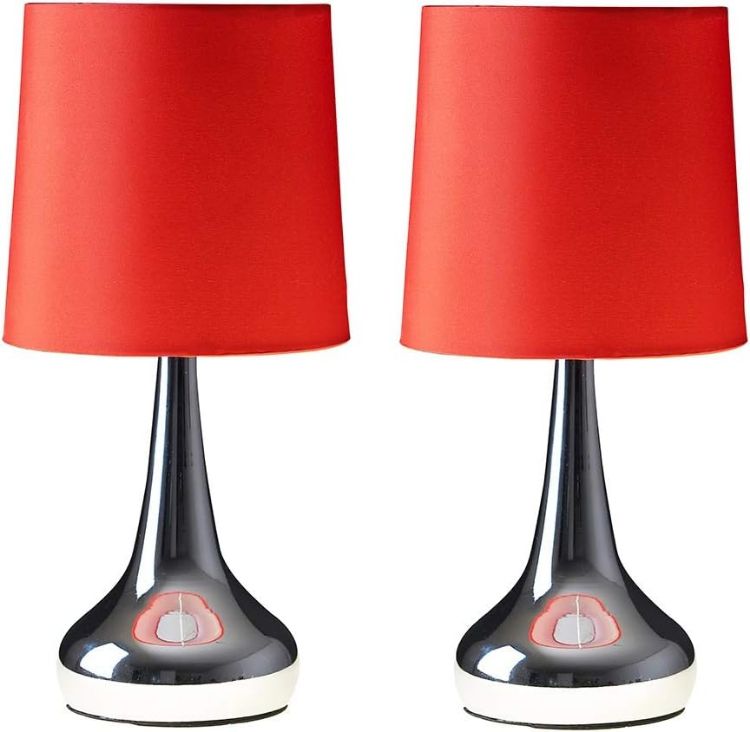 Picture of 2 x Touch Table Lamps 34cm Dimmable Dimmer Bedside Lights Living Room LED Bulb